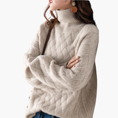 Marlowe | Women's Cozy Oversized Turtleneck Cable Knit Sweater