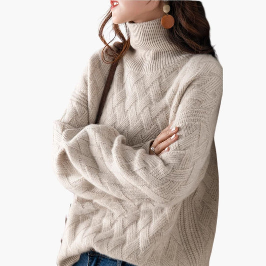 Marlowe | Women's Cozy Oversized Turtleneck Cable Knit Sweater