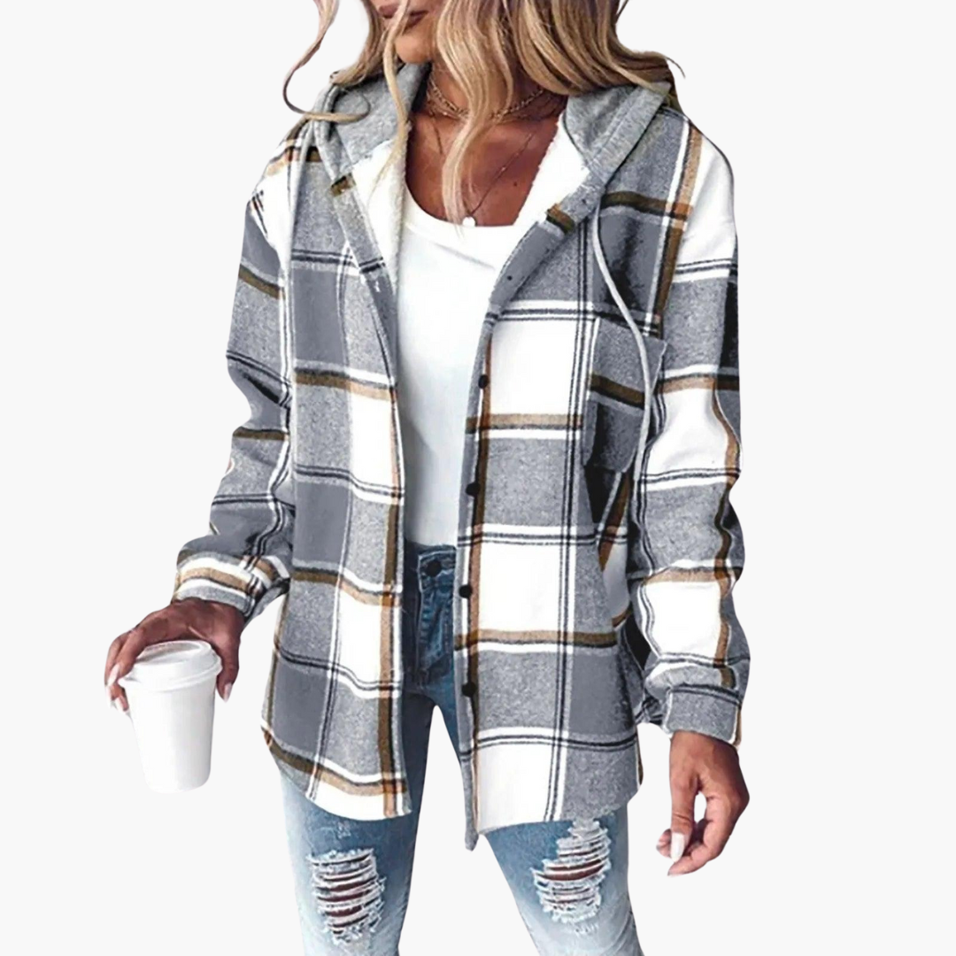 Harper | Women's Plaid Hooded Button-Up Flannel Shacket