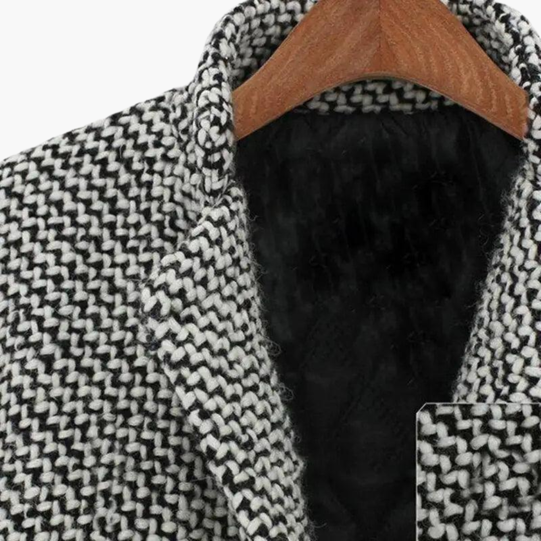 Marlowe | Women's Longline Tailored Herringbone Wool Blend Coat