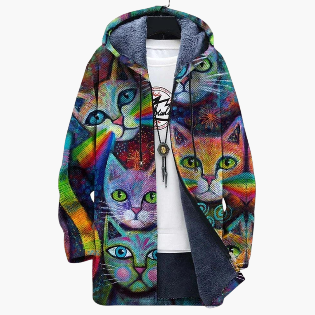 Cosmo | Women's Fleece Lined Hooded Zip-Up Graphic Jacket