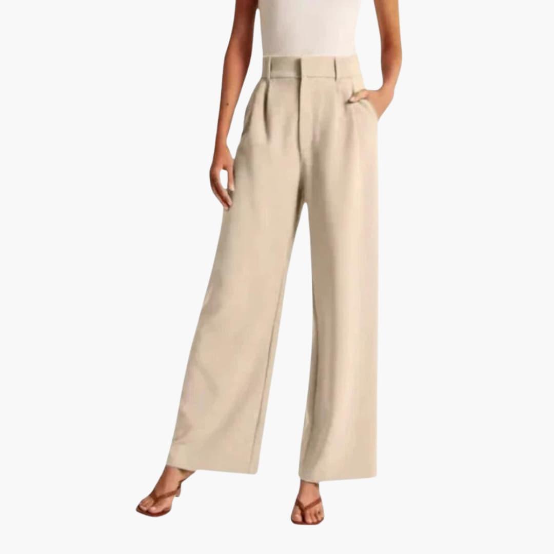 Priya | Women's High-Waisted Wide-Leg Pleated Trousers
