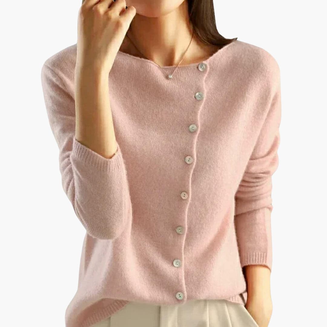 Marlowe | Women's Asymmetric Button-Front Long-Sleeve Knit Cardigan