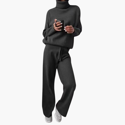 Marlowe | Women's Knitted Turtleneck Wide-Leg Lounge Set
