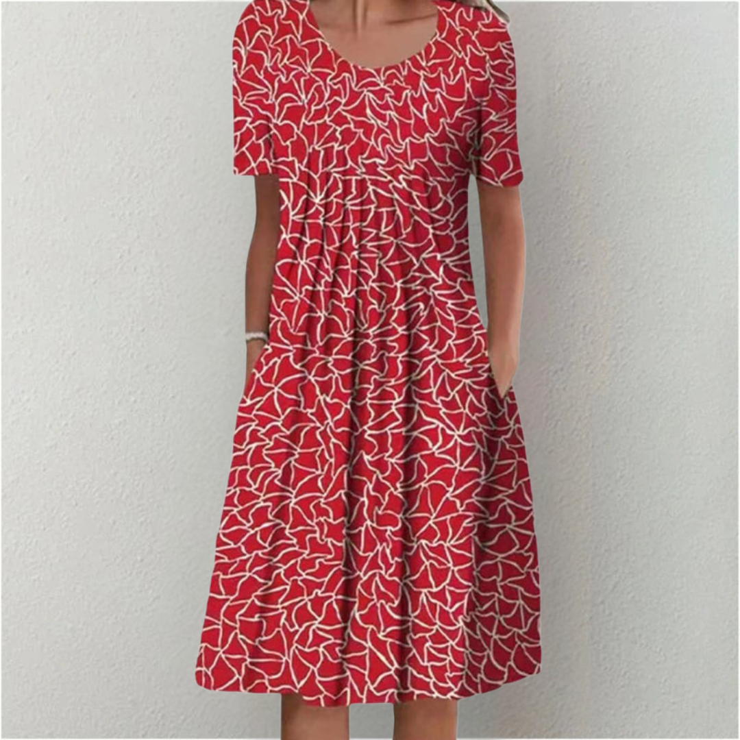 Poppy | Floral Print Short Sleeve Loose Casual Midi Dress