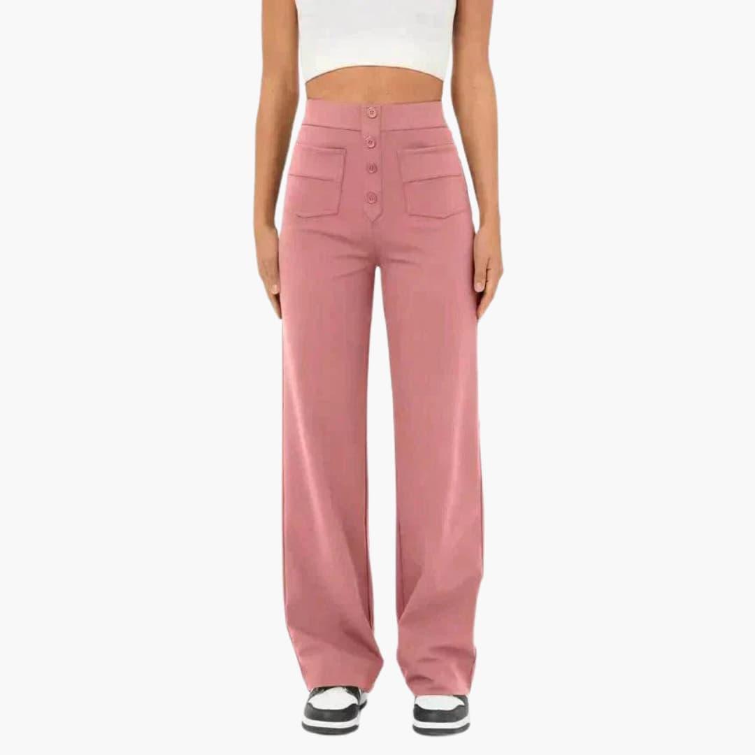 Marlowe | Women's High Waisted Wide Leg Button Front Trouser