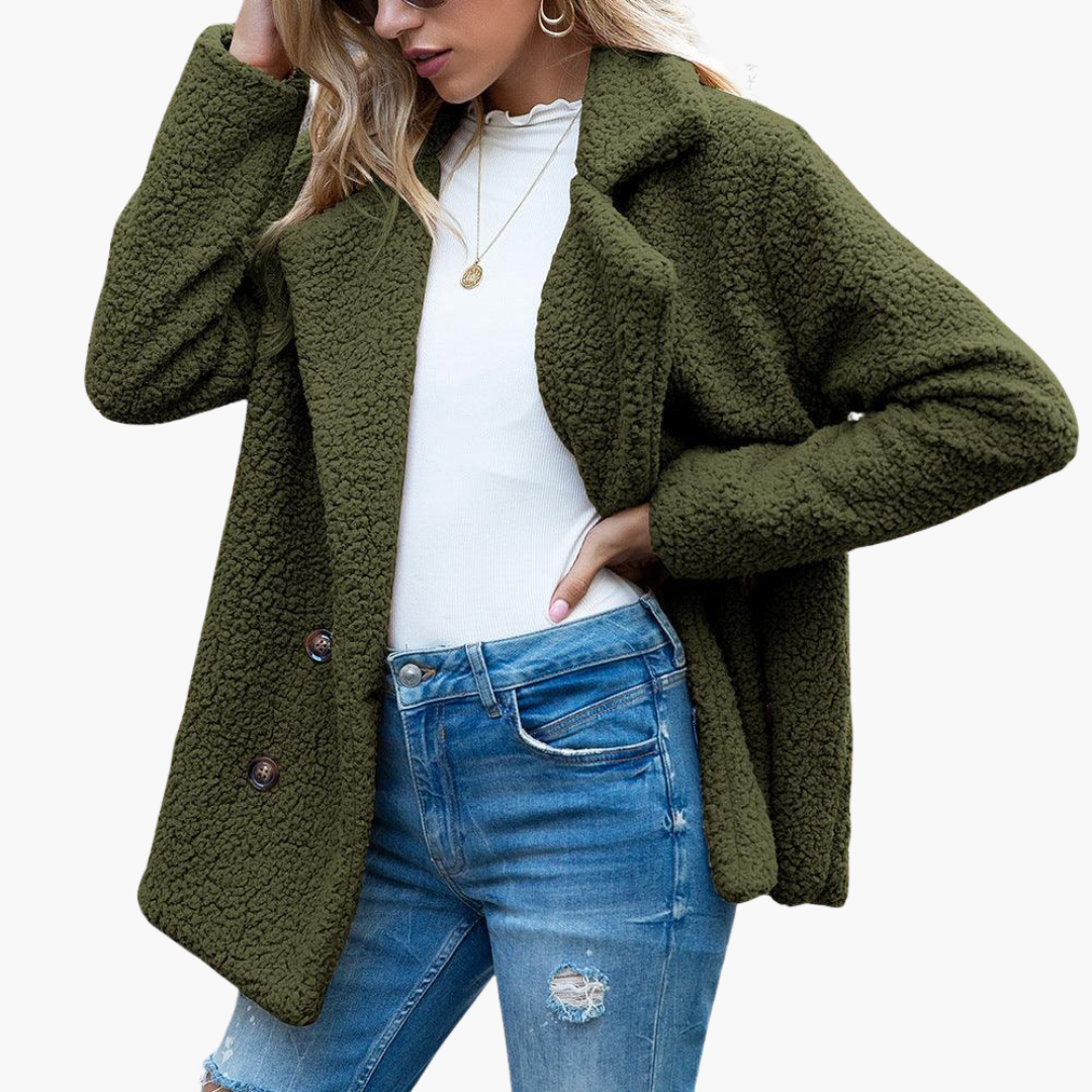 Aspen | Women's Oversized Teddy Faux Fur Lapel Collar Jacket