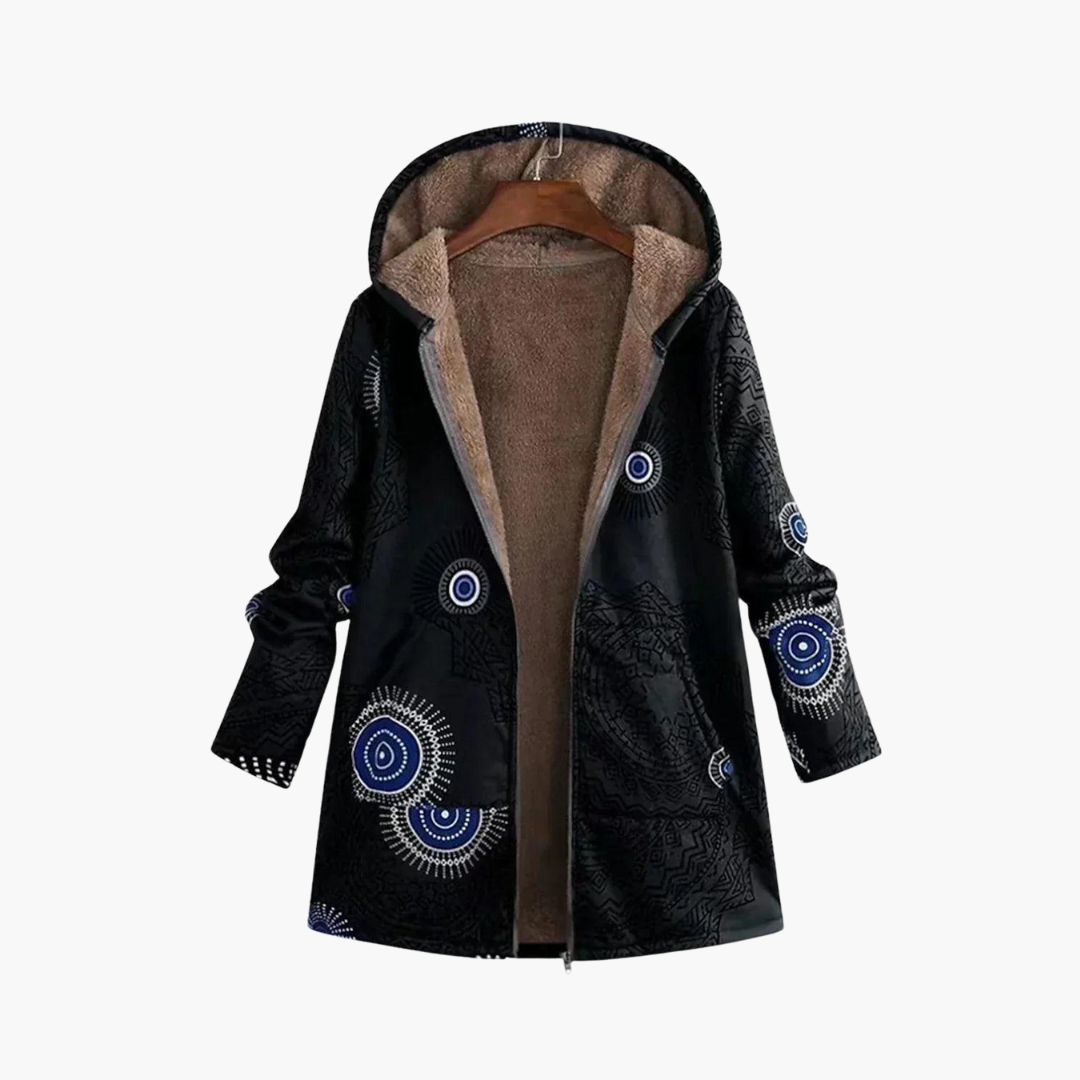 Marisol | Women's Hooded Sherpa-Lined Geometric Print Parka Jacket