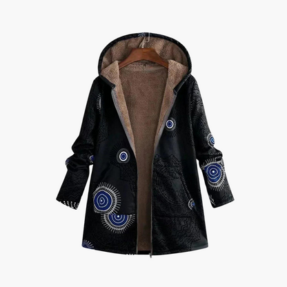 Marisol | Women's Hooded Sherpa-Lined Geometric Print Parka Jacket