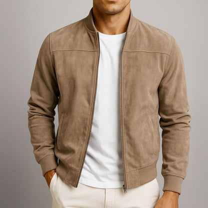 Marlow | Men's Suede-Textured Bomber Zip-Up Jacket