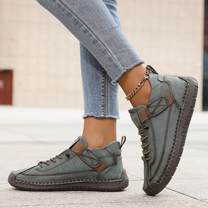 Marlow | Women's Stitch Detail Lace Up Comfortable Flat Sneaker