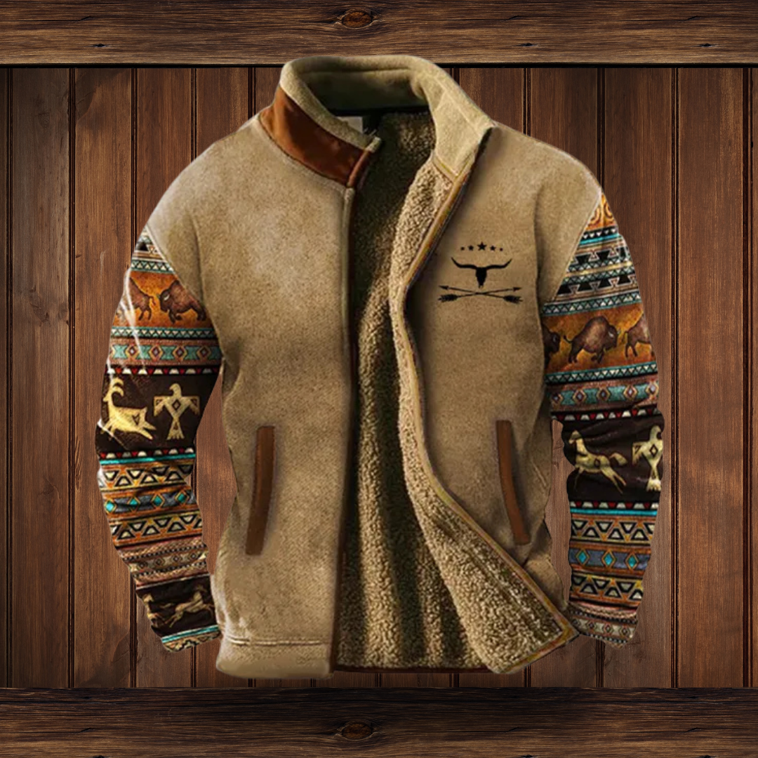 Weston | Men's Western Aztec Print Suede Bomber Jacket