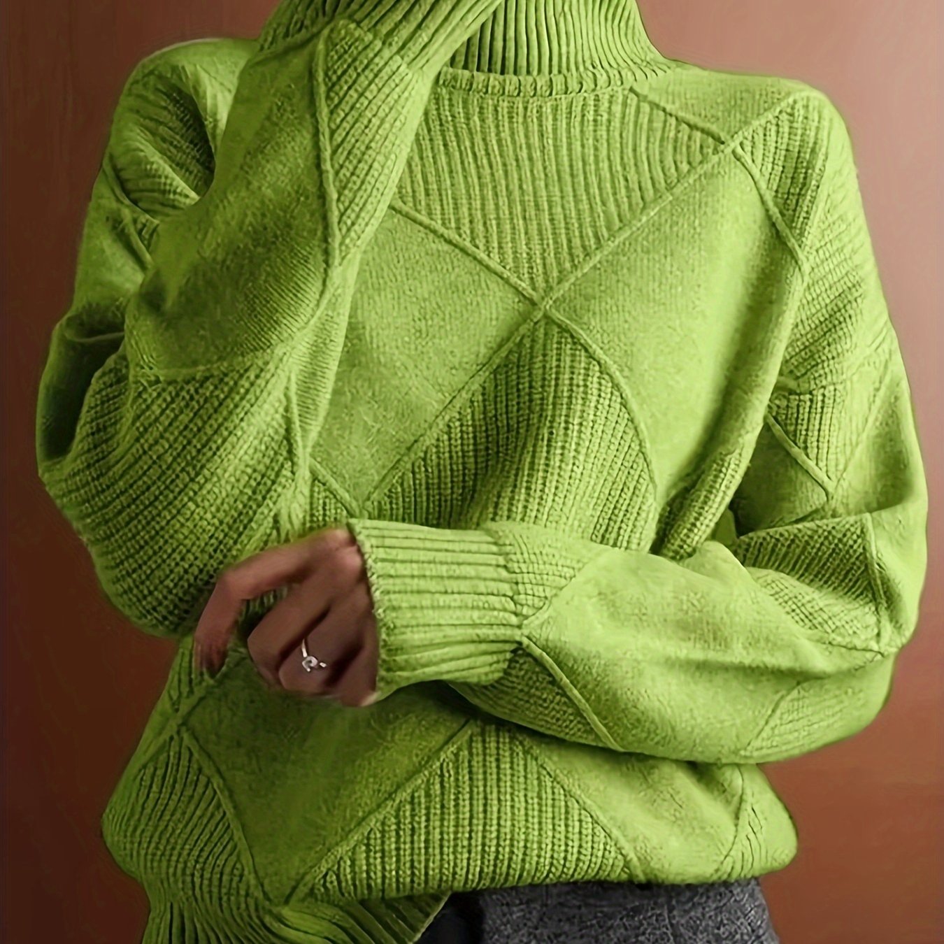 Ophira | Women's Chunky Textured Turtleneck Cable Knit Sweater
