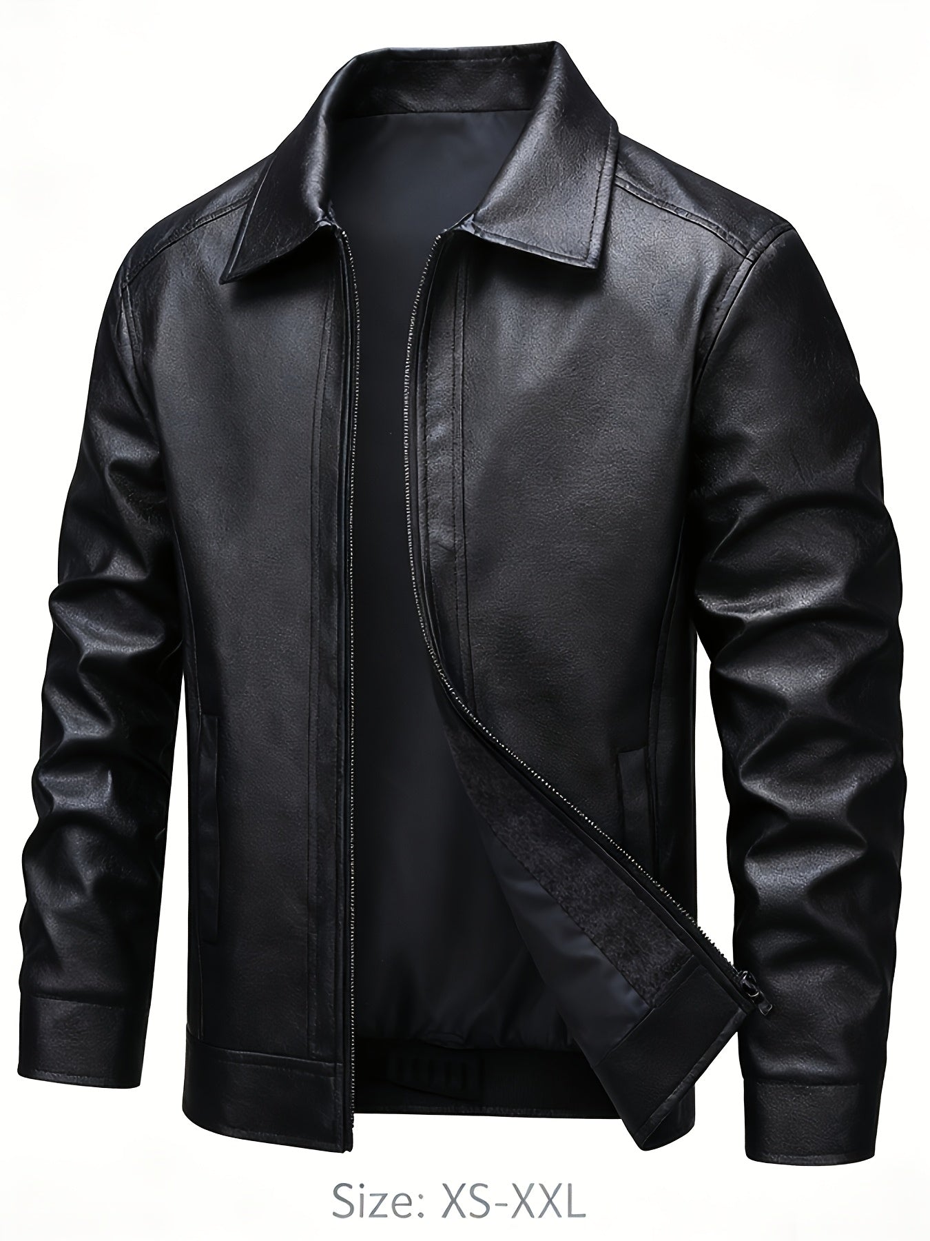 Maddox | Men's Zip Faux Leather Collared Bomber Jacket