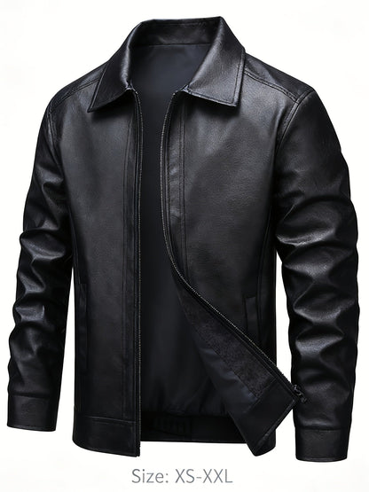 Maddox | Men's Zip Faux Leather Collared Bomber Jacket