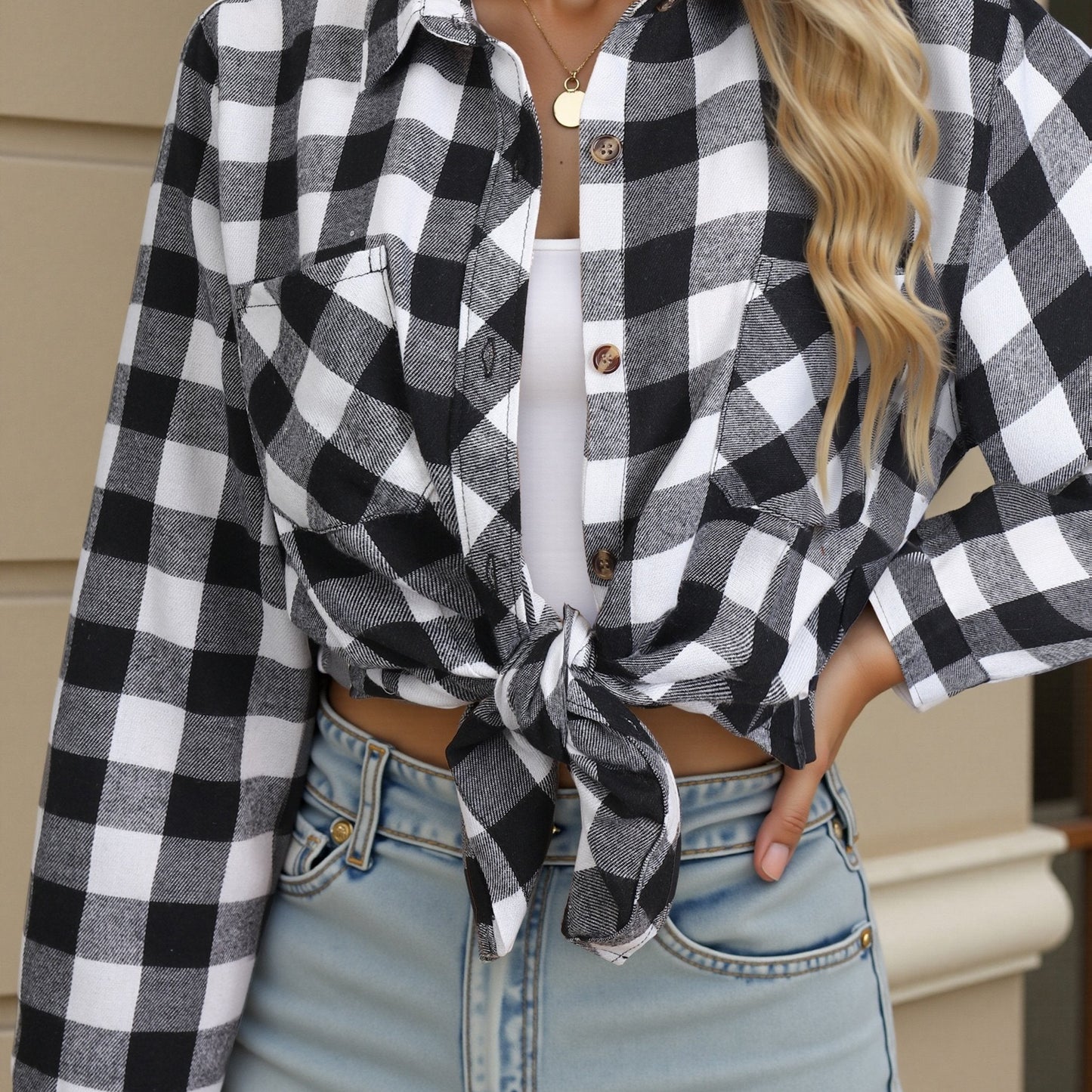 Wrenlee | Women's Relaxed Buffalo Check Plaid Button Up Shirt