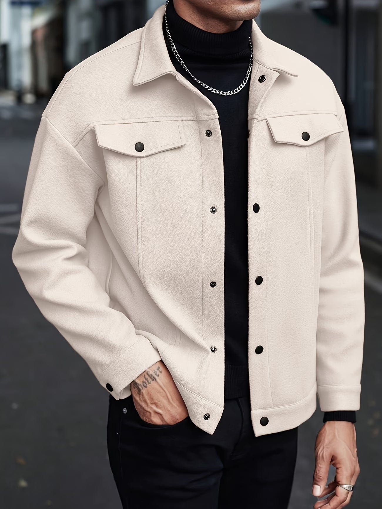 Caldwell | Men's Lapel Collar Snap Button Regular Fit Jacket