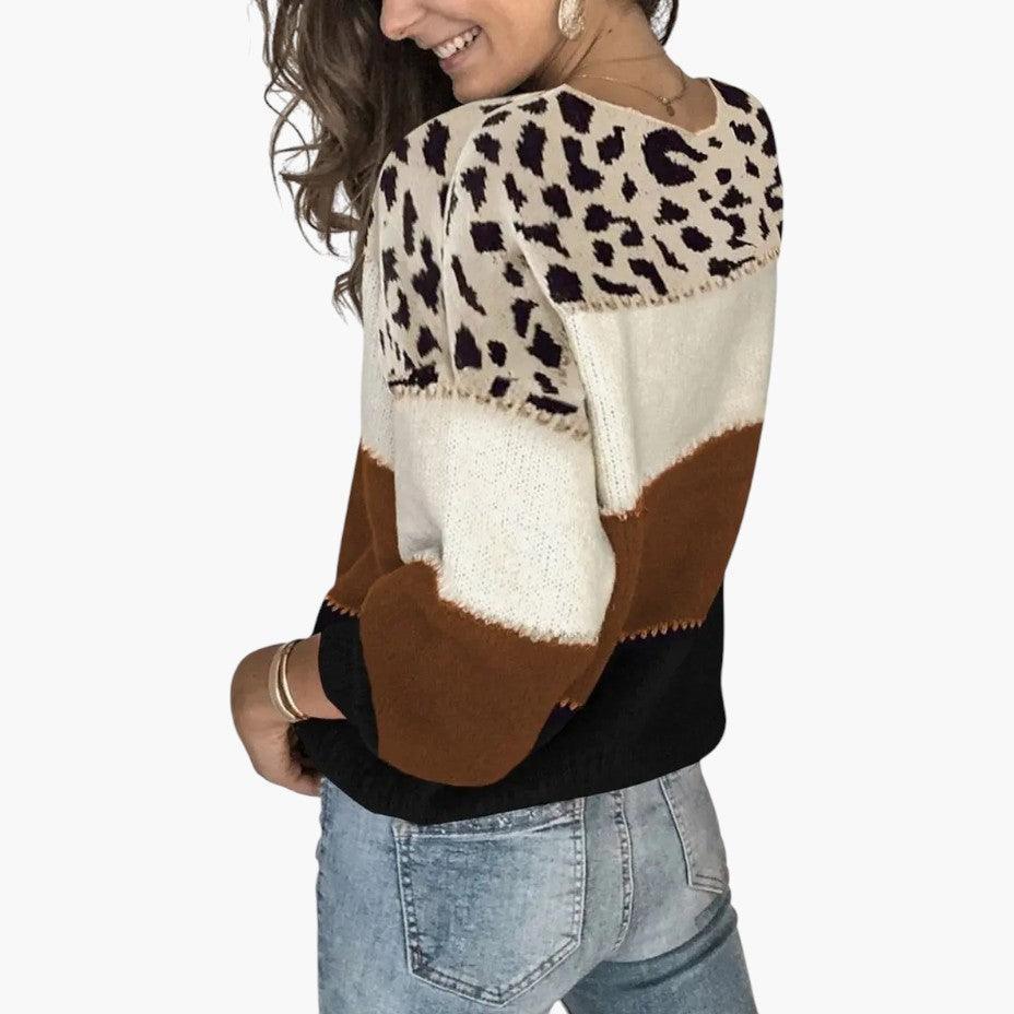 Marlowe | Women's Knit Colorblock Crew Neck Sweater