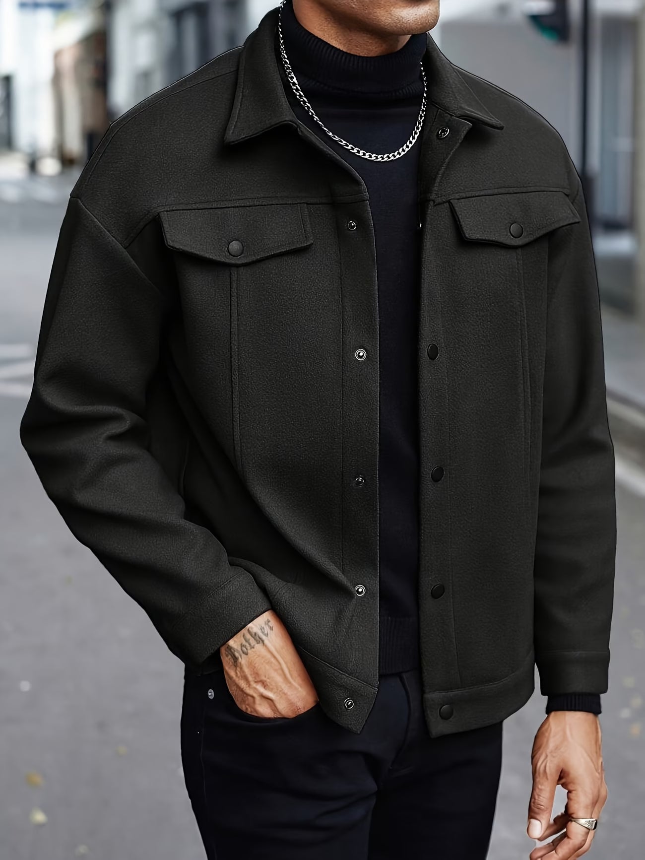 Caldwell | Men's Lapel Collar Snap Button Regular Fit Jacket