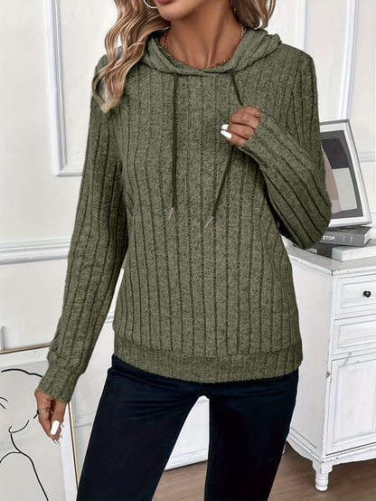 Cassidy | Women's Cozy Ribbed Textured Drawstring Hoodie