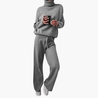 Marlowe | Women's Knitted Turtleneck Wide-Leg Lounge Set