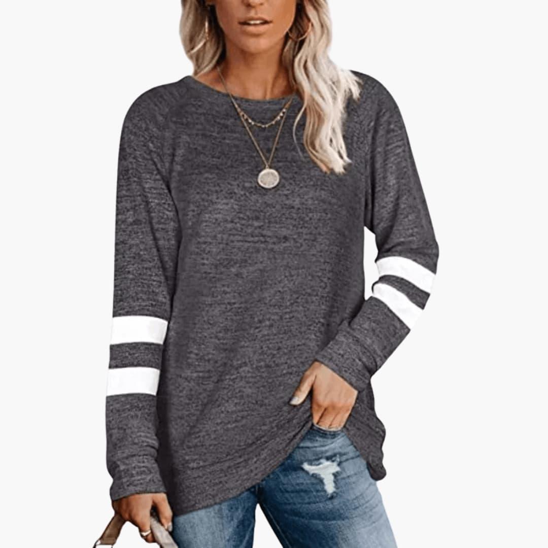 Sienna | Women's Long Sleeve Varsity Stripe Relaxed Fit Top
