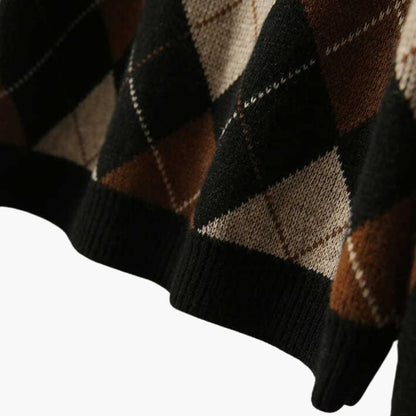Preston | Women's Argyle Knit Round Neck Sweater