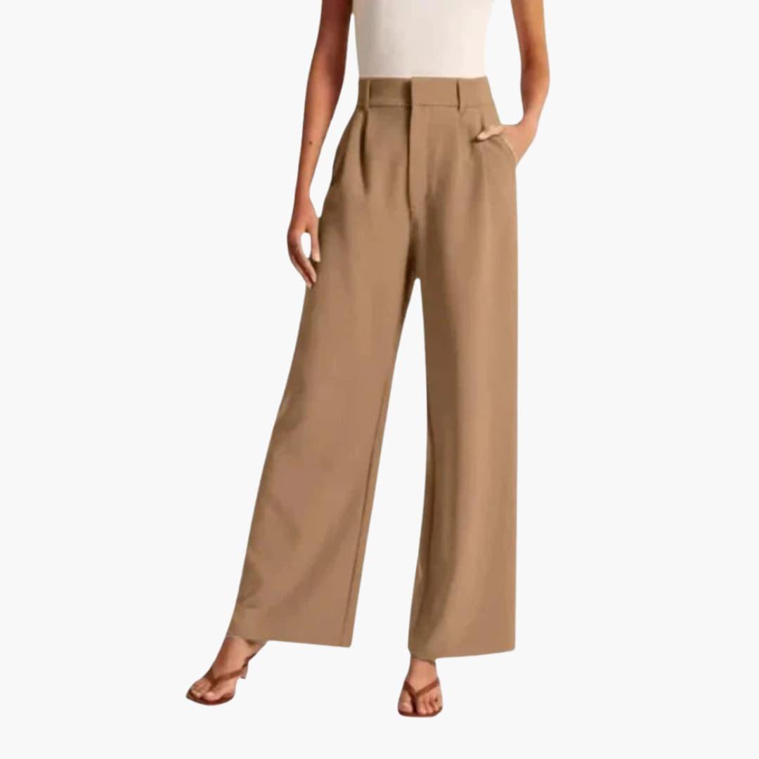 Priya | Women's High-Waisted Wide-Leg Pleated Trousers
