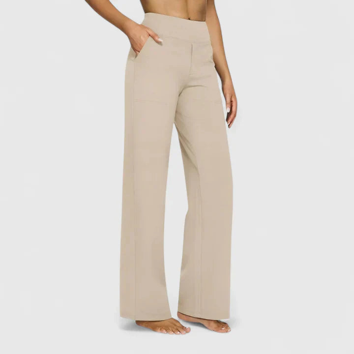 Ame | Wide Waistband High Waist Wide Leg Pocket Casual Pant