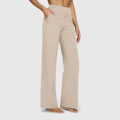 Ame | Wide Waistband High Waist Wide Leg Pocket Casual Pant