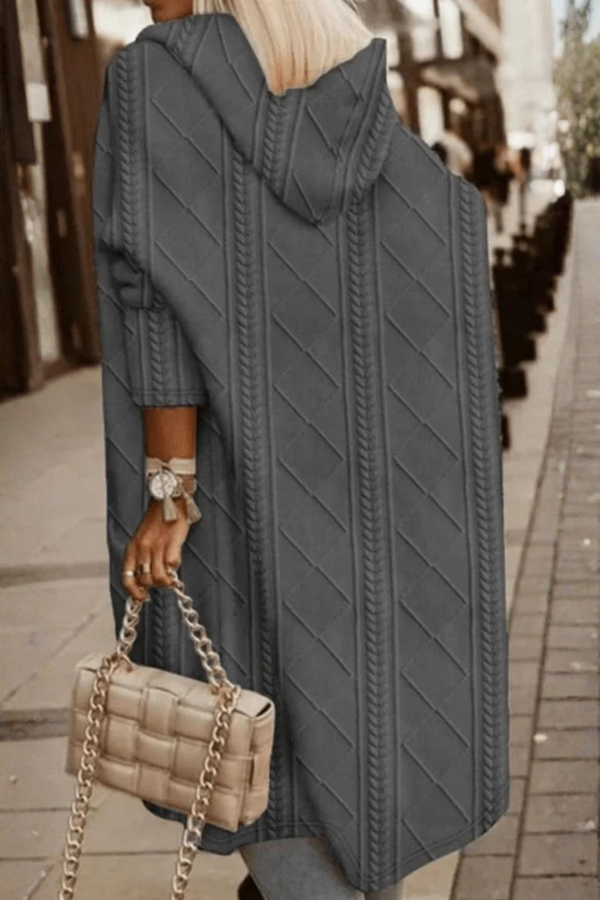 Nixen | Women's Cable Knit Hooded Longline Cardigan