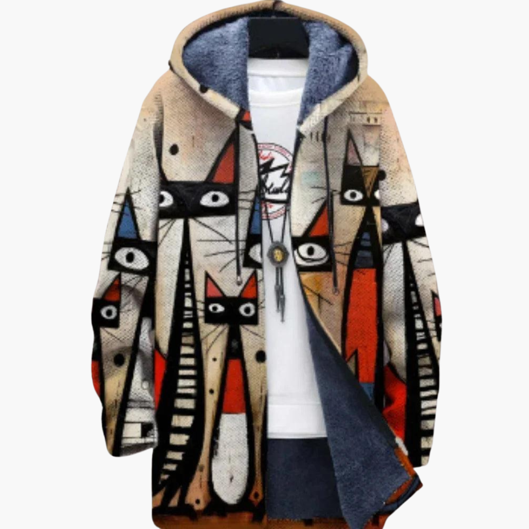 Cosmo | Women's Fleece Lined Hooded Zip-Up Graphic Jacket