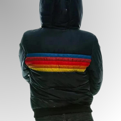 Elke | Women's Striped Colorblock Quilted Hooded Puffer Jacket