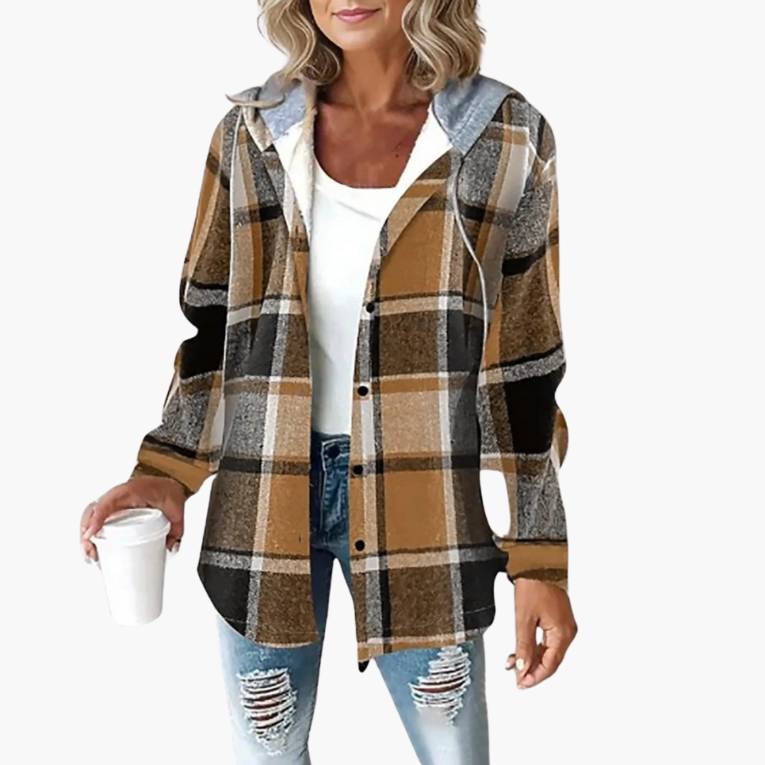 Harper | Women's Plaid Hooded Button-Up Flannel Shacket