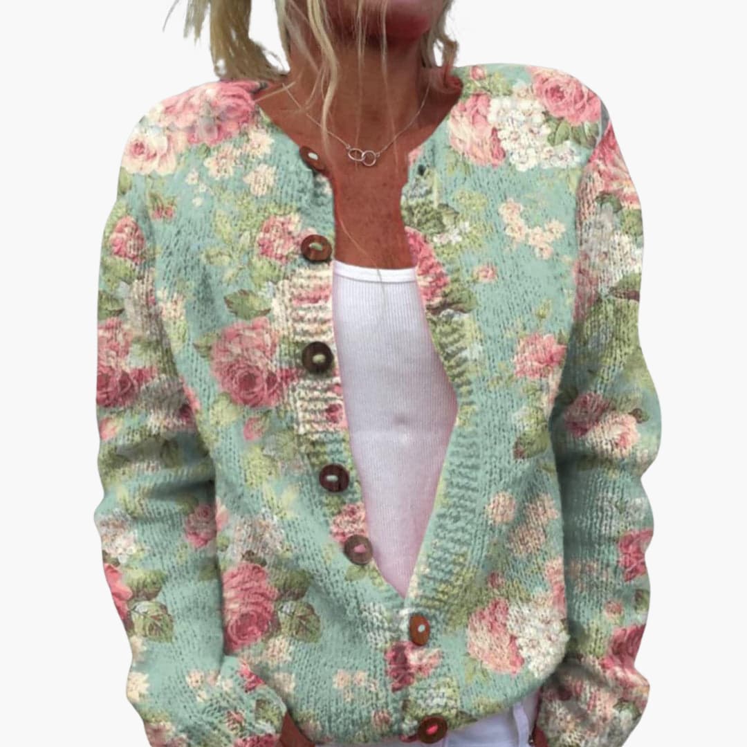 Marlowe | Women's Floral Knit Button-Up Cardigan