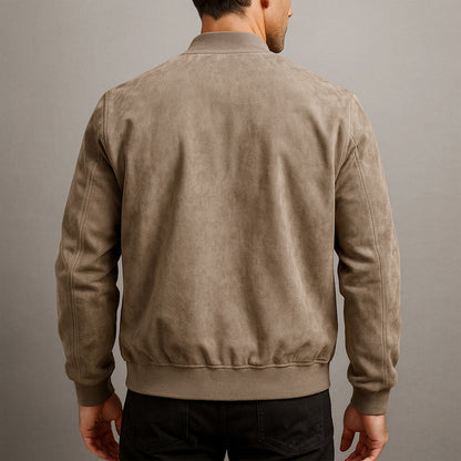 Marlow | Men's Suede-Textured Bomber Zip-Up Jacket