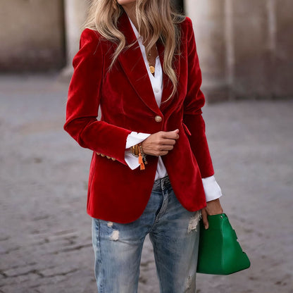 Beatrice | Women's Velvet Notched Lapel Fitted Blazer