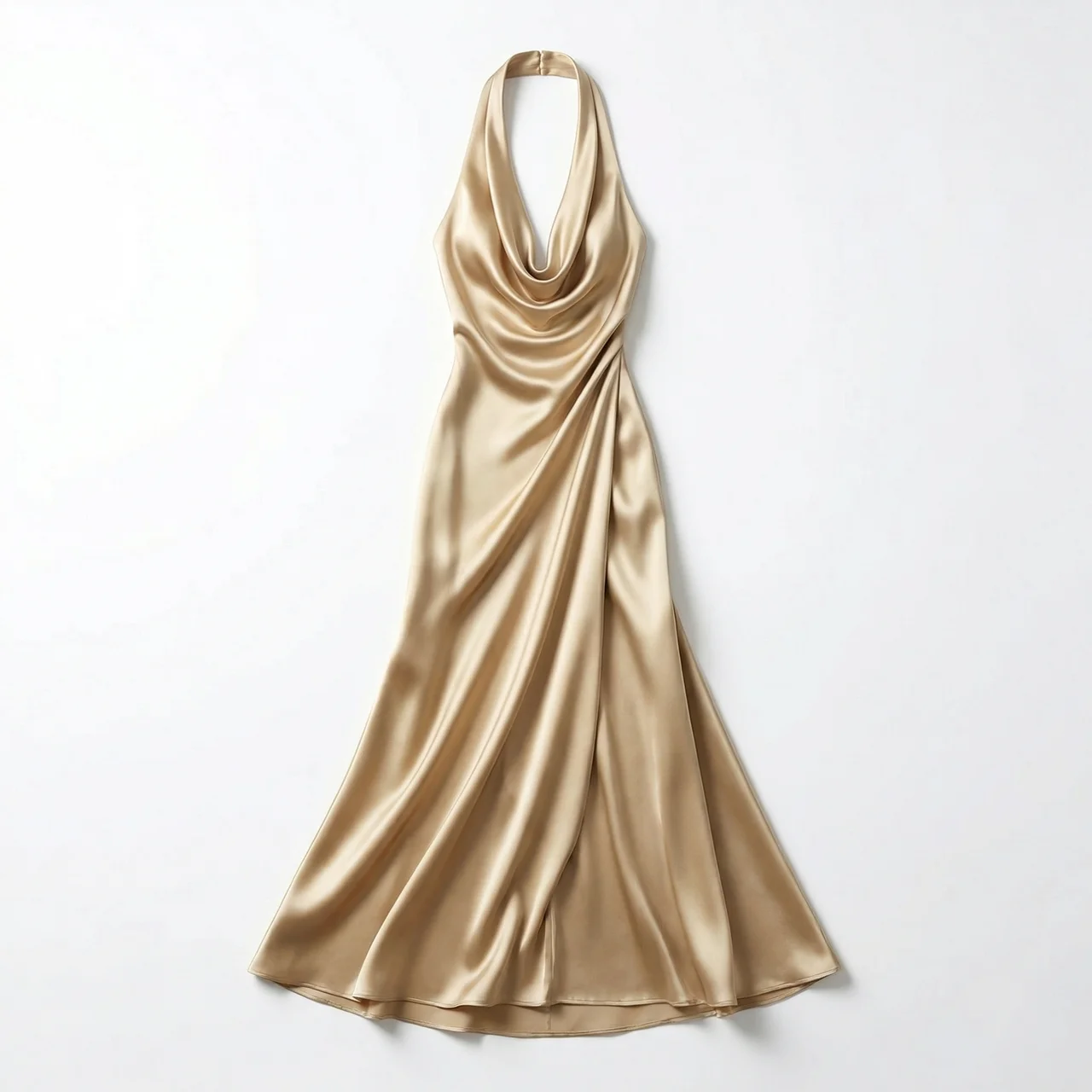 Birchbourne | Women's Halter Cowl Neck Satin Formal Evening Maxi Dress