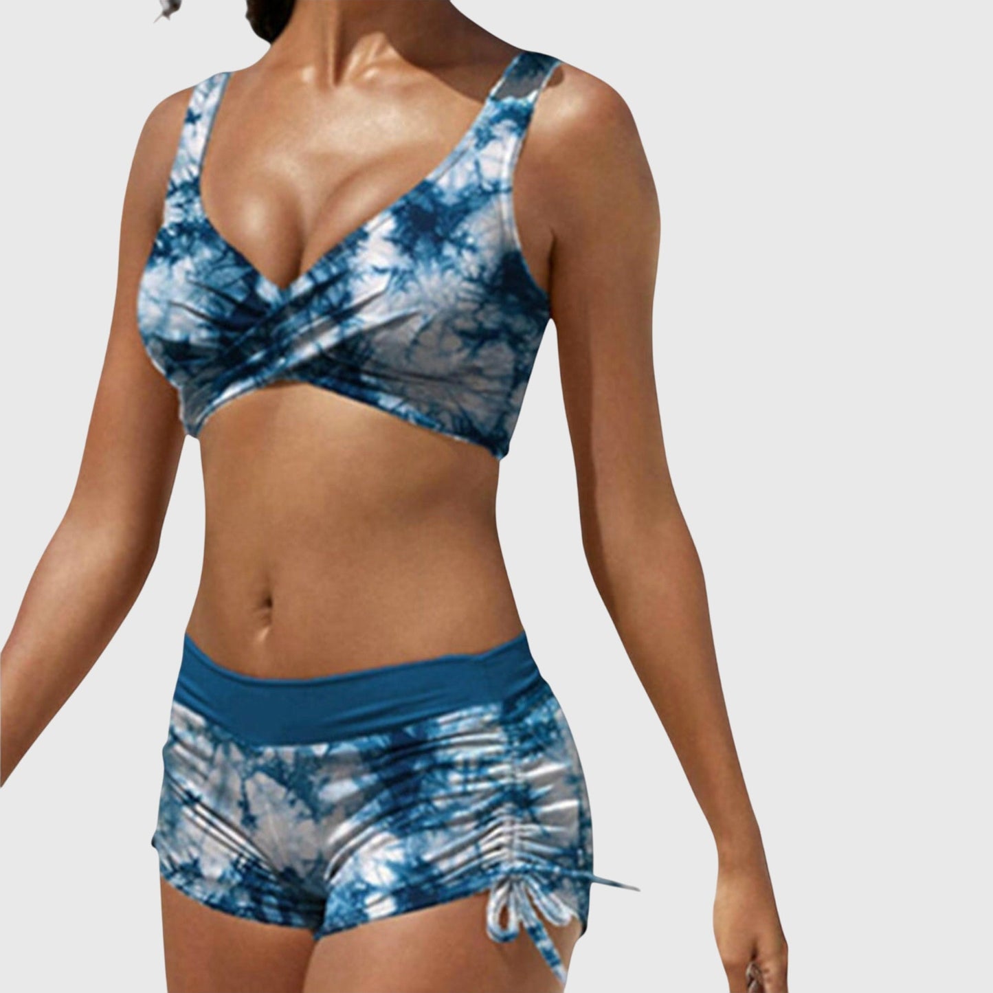 Freya | Camo Two Piece Swimsuit Wrap Crop Top Shorts