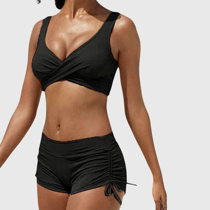 Freya | Camo Two Piece Swimsuit Wrap Crop Top Shorts