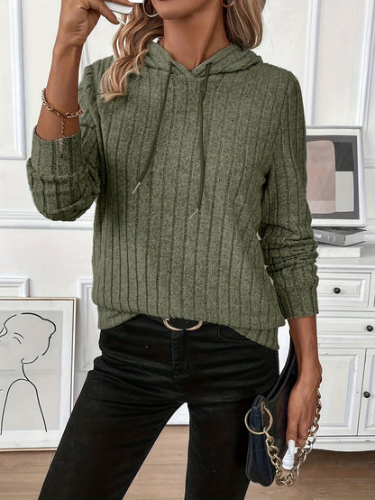 Cassidy | Women's Cozy Ribbed Textured Drawstring Hoodie