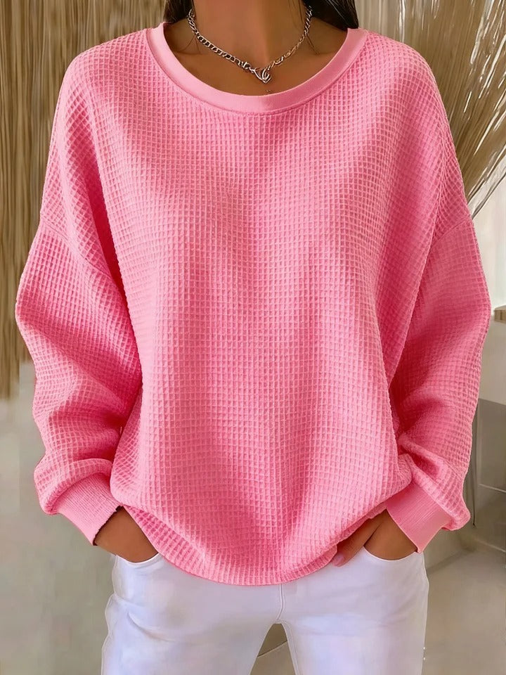 Solene | Women's Waffle Knit Oversized Long Sleeve Sweater