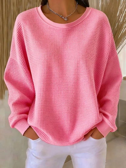 Solene | Women's Waffle Knit Oversized Long Sleeve Sweater