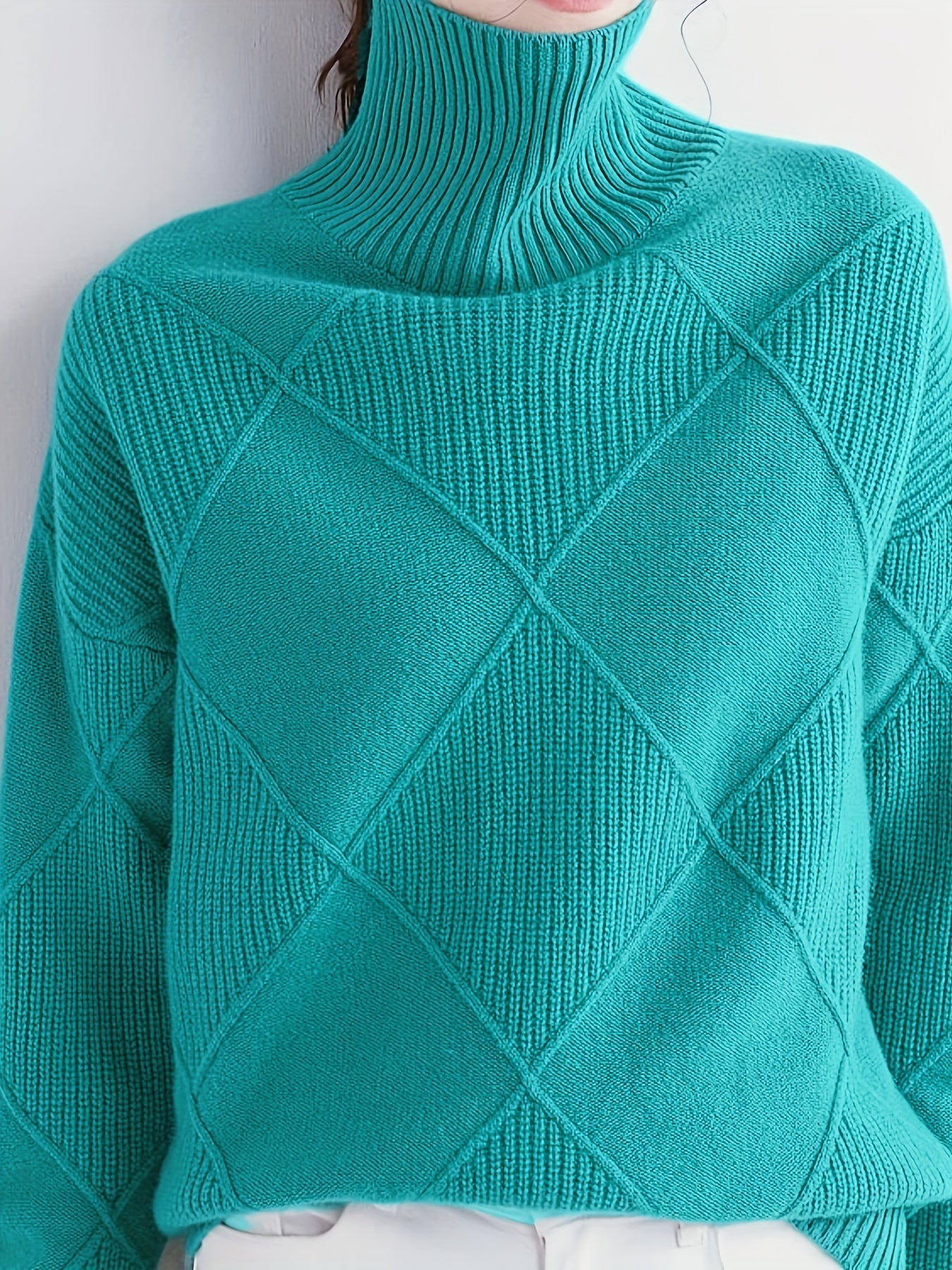 Ophira | Women's Chunky Textured Turtleneck Cable Knit Sweater