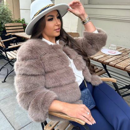 Brielle | Women's Faux Fur Cropped Voluminous Coat