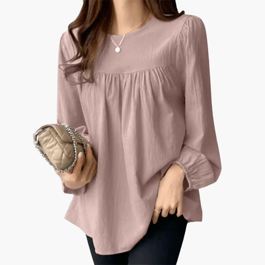 Marlowe | Women's Long Sleeve Round Neck Flowy Blouse