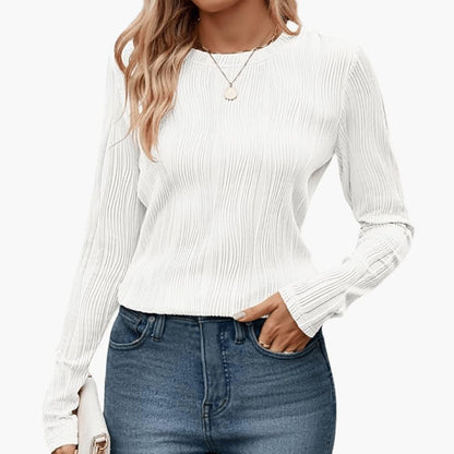 Serena | Women's Ribbed Textured Long Sleeve Fitted Top