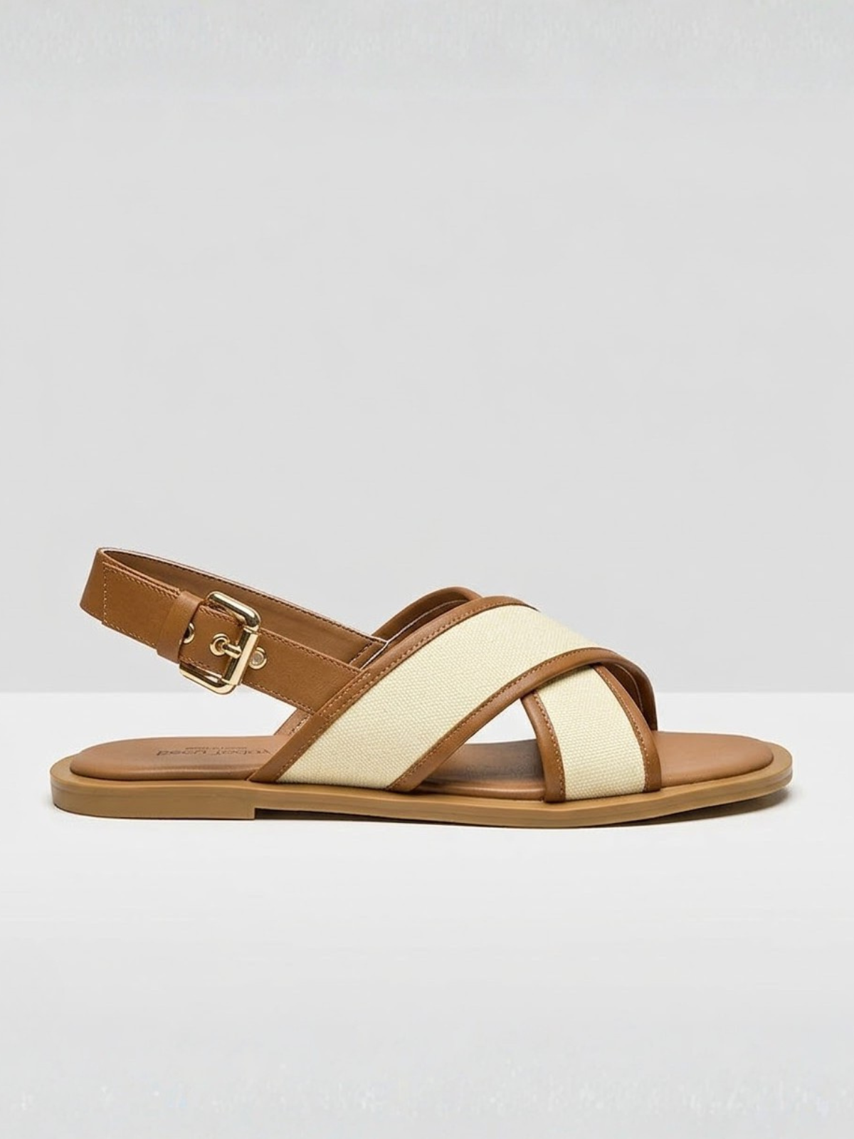 Sienna | Flat Sandals Crossover Canvas Leather Slingback