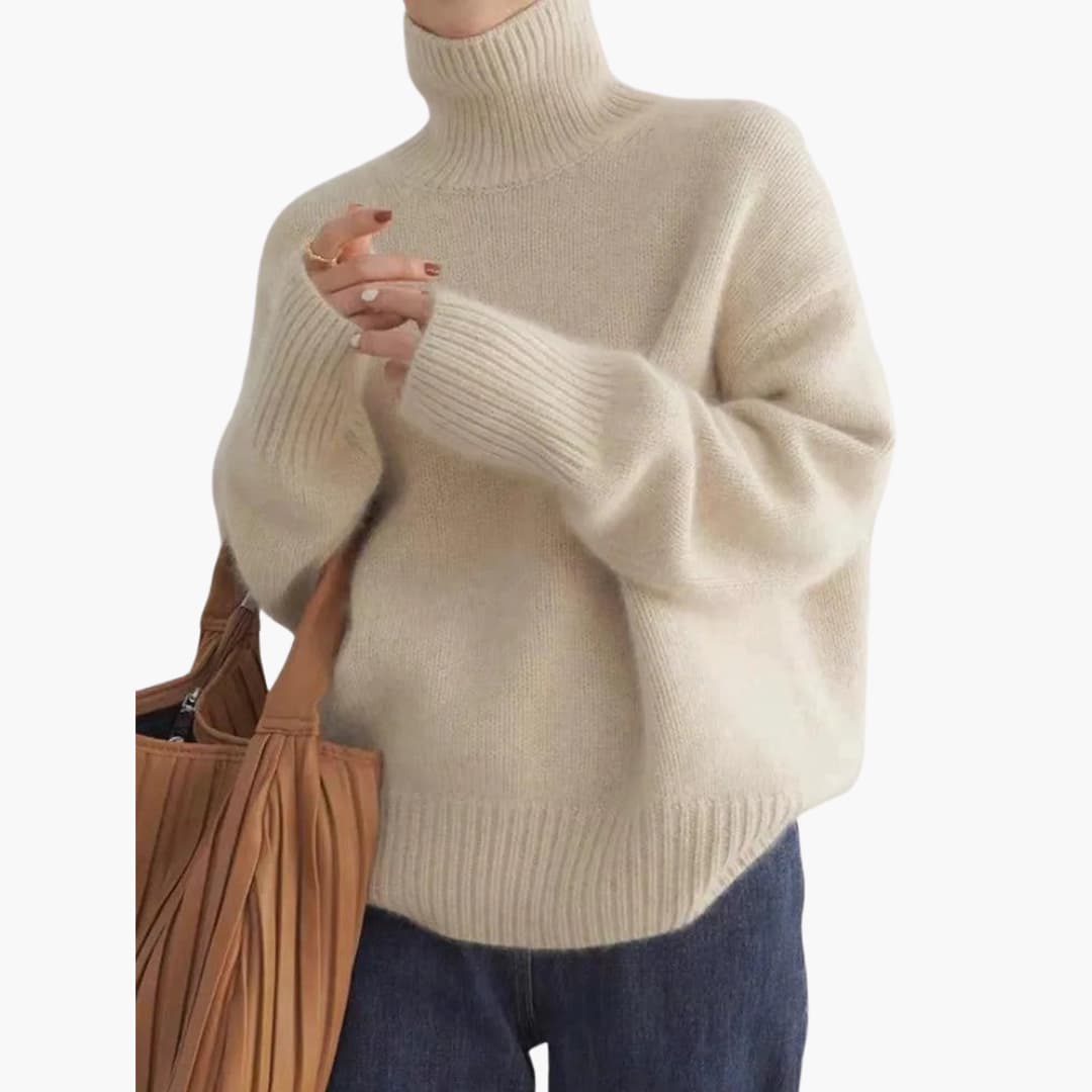 Marlowe | Women's Turtleneck Ribbed Knit Oversized Sweater