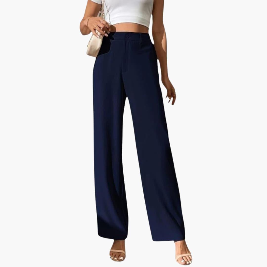 Priya | Women's High-Waisted Wide-Leg Pleated Trousers